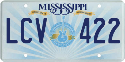 MS license plate LCV422