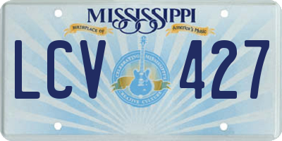 MS license plate LCV427