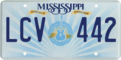 MS license plate LCV442