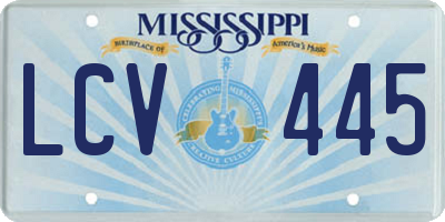 MS license plate LCV445