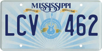 MS license plate LCV462