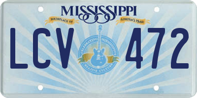 MS license plate LCV472