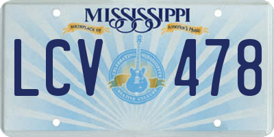 MS license plate LCV478