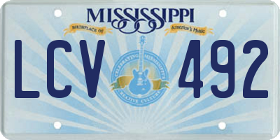 MS license plate LCV492