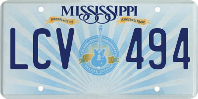 MS license plate LCV494