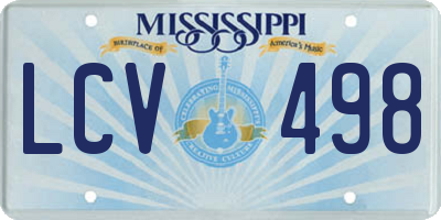 MS license plate LCV498