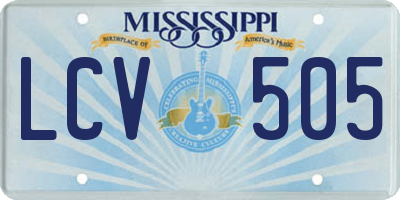MS license plate LCV505