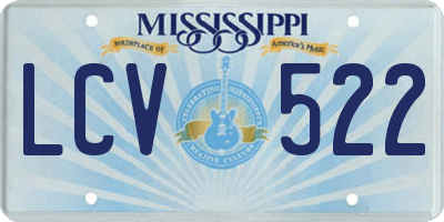 MS license plate LCV522