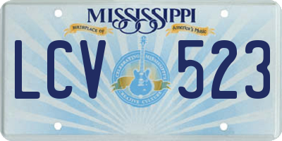 MS license plate LCV523