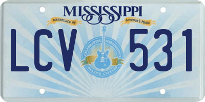 MS license plate LCV531