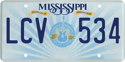 MS license plate LCV534