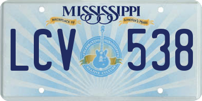 MS license plate LCV538