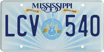MS license plate LCV540