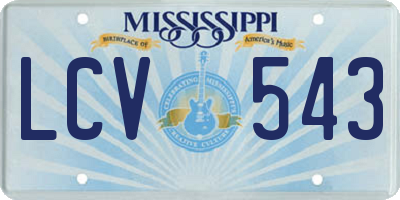 MS license plate LCV543