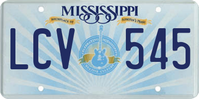 MS license plate LCV545