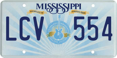 MS license plate LCV554
