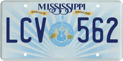 MS license plate LCV562
