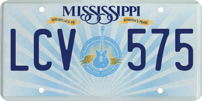 MS license plate LCV575