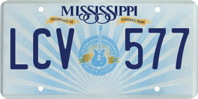 MS license plate LCV577
