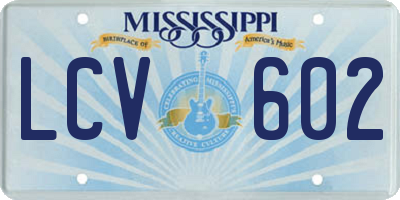MS license plate LCV602