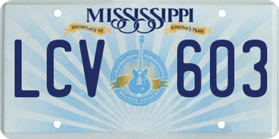 MS license plate LCV603