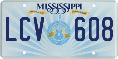 MS license plate LCV608