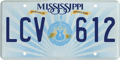 MS license plate LCV612