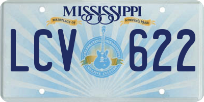 MS license plate LCV622