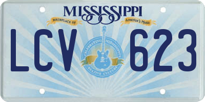 MS license plate LCV623