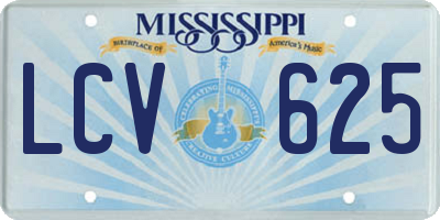 MS license plate LCV625