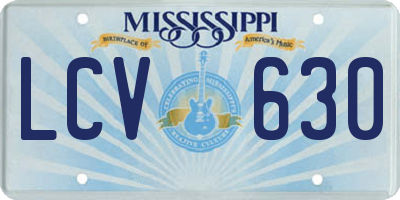 MS license plate LCV630