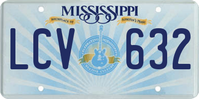 MS license plate LCV632