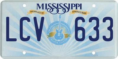 MS license plate LCV633