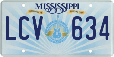 MS license plate LCV634