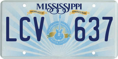 MS license plate LCV637