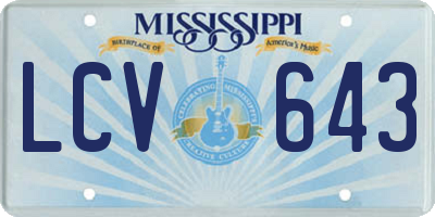 MS license plate LCV643