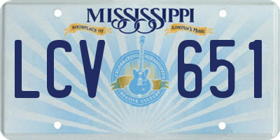 MS license plate LCV651