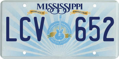 MS license plate LCV652