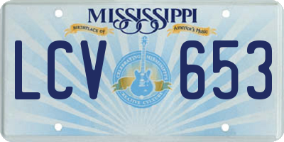 MS license plate LCV653