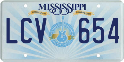 MS license plate LCV654