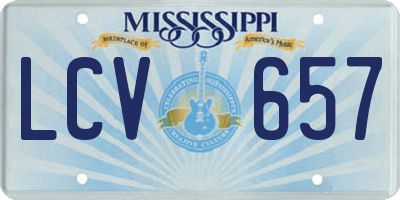 MS license plate LCV657