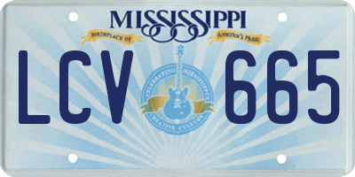 MS license plate LCV665