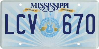 MS license plate LCV670