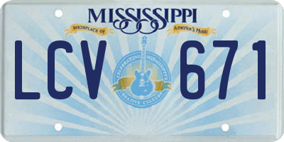 MS license plate LCV671
