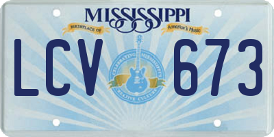 MS license plate LCV673