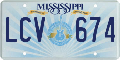 MS license plate LCV674