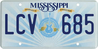 MS license plate LCV685