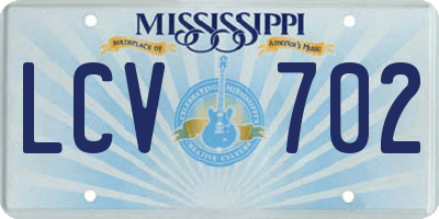 MS license plate LCV702