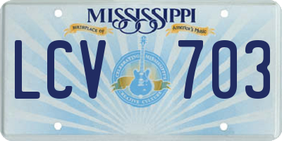 MS license plate LCV703
