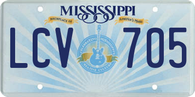 MS license plate LCV705